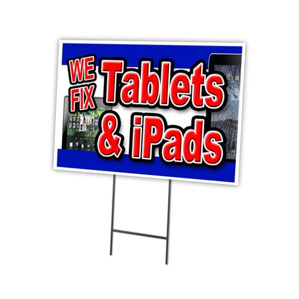 We Fix Tablets & Ipad Yard & Stake outdoor plastic coroplast window, C-2436 We Fix Tablets & Ipad